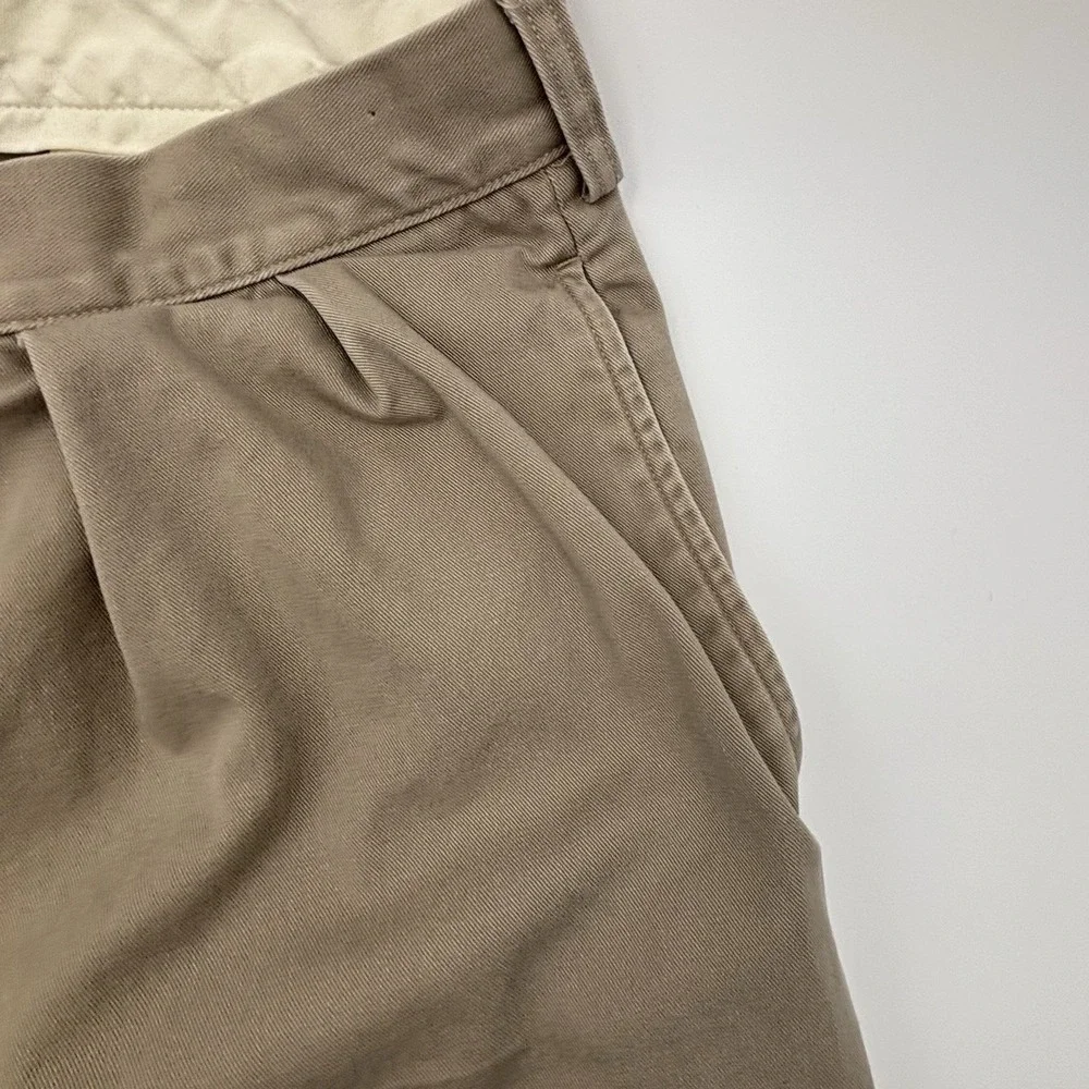Polo Ralph Lauren Ethan Pant 36x32 Tan Pleated Chino 100% Cotton Mens Beige